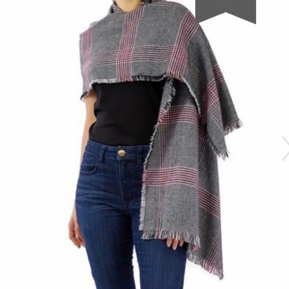 NWOT Just Jamie Houndstooth Plaid Frayed Trim - Picture 5 of 5